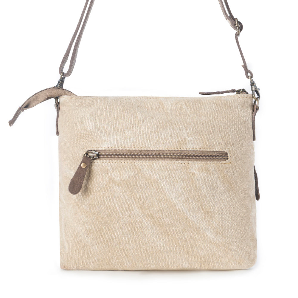 Wildprint Trail upcycled canvas crossbody Bag for Women in ivory with vintage print - Myra USA