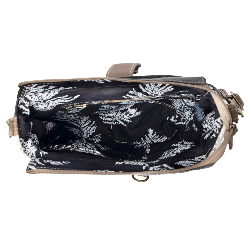 Frostbloom Vintage Shoulder Bag for Women in teal with floral detail - Myra USA