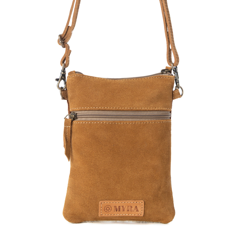 Calico Hairon Crossbody Bag for Women in brown with hairon and handtooled detail - Myra USA