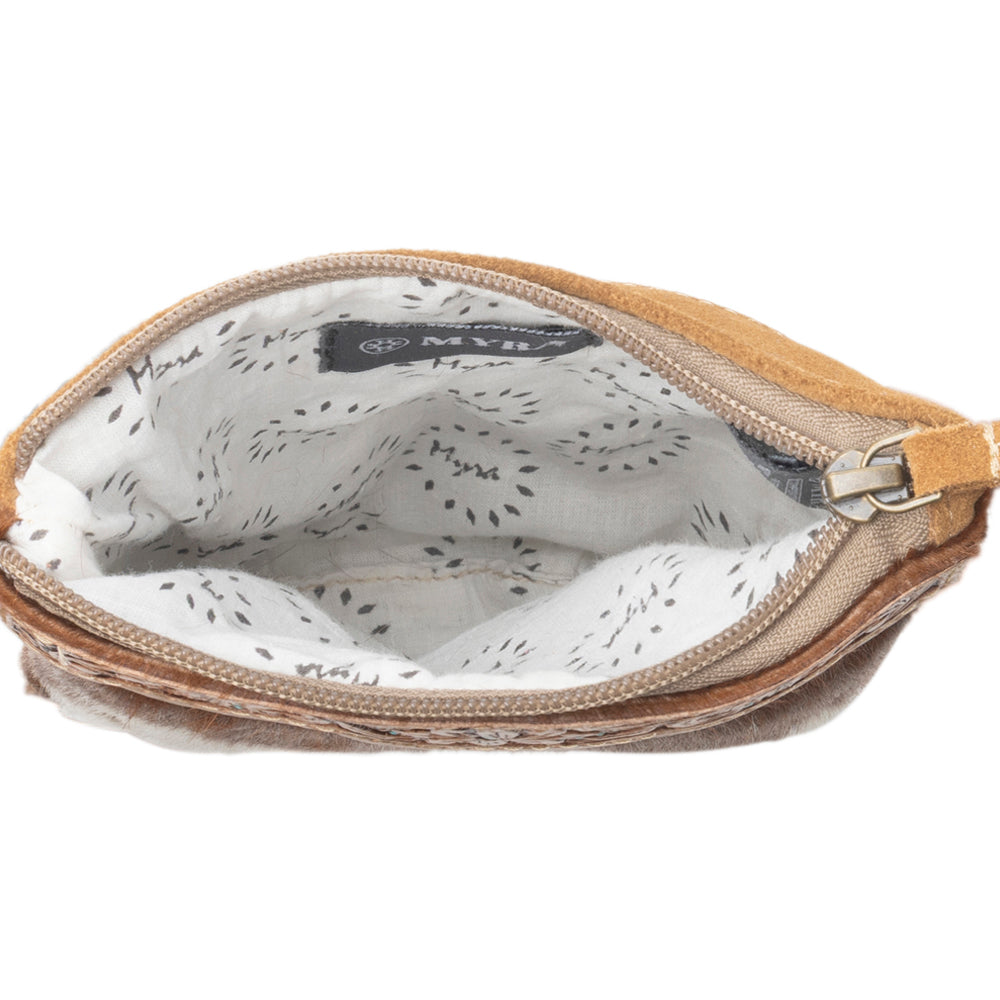 Calico Hairon Crossbody Bag for Women in brown with hairon and handtooled detail - Myra USA