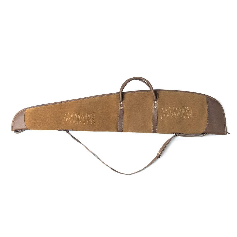 Long Range Cotton Leather Rifle Case in Antique Olive - Myra USA