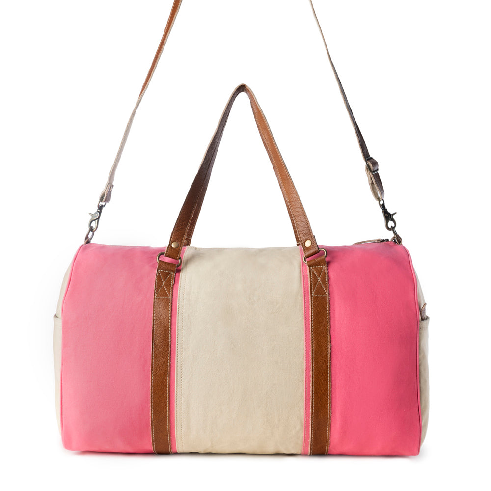 Wandermark Vintage Traveller Bag for Men in pink with leather detail - Myra USA