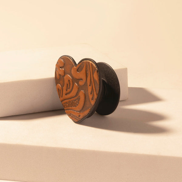 Cowgirl Heart Phone Socket for Women in brown with handtooled detail for everyday use - Myra USA