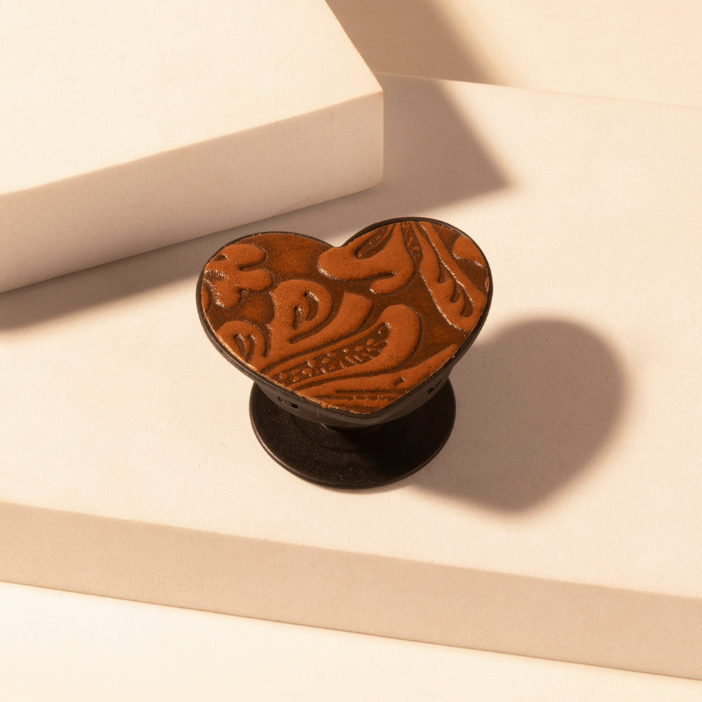 Cowgirl Heart Phone Socket for Women in brown with handtooled detail for everyday use - Myra USA