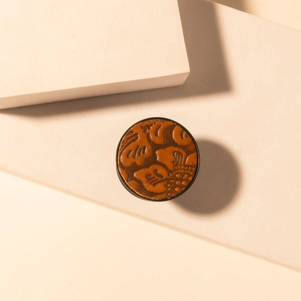 Magnolia Trail Phone Socket for Women in brown with handtooled detail for everyday use - Myra USA