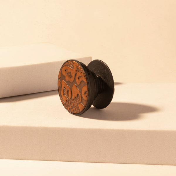 Magnolia Trail Phone Socket for Women in brown with handtooled detail for everyday use - Myra USA