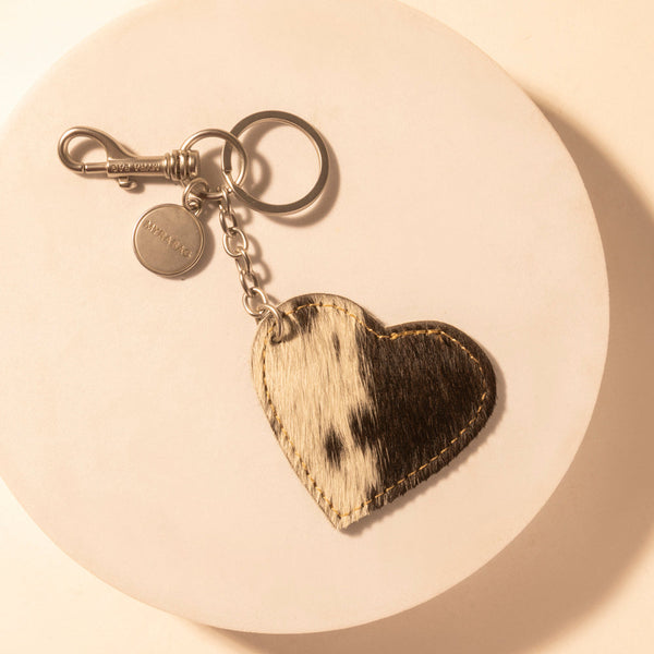 Speckle Belle Heart Key Fob for Women in black with hair-on detail for everyday western carry - Myra USA