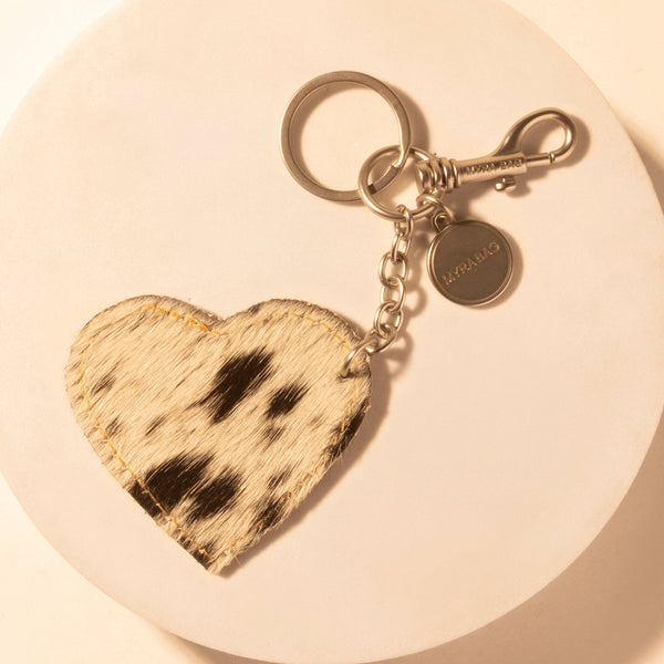 Speckle Belle Heart Key Fob for Women in black with hair-on detail for everyday western carry - Myra USA
