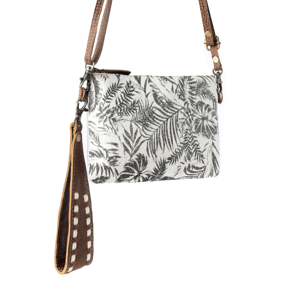 Frondtrail upcycled canvas Belt Bag for Women in ivory with leather detail - Myra USA