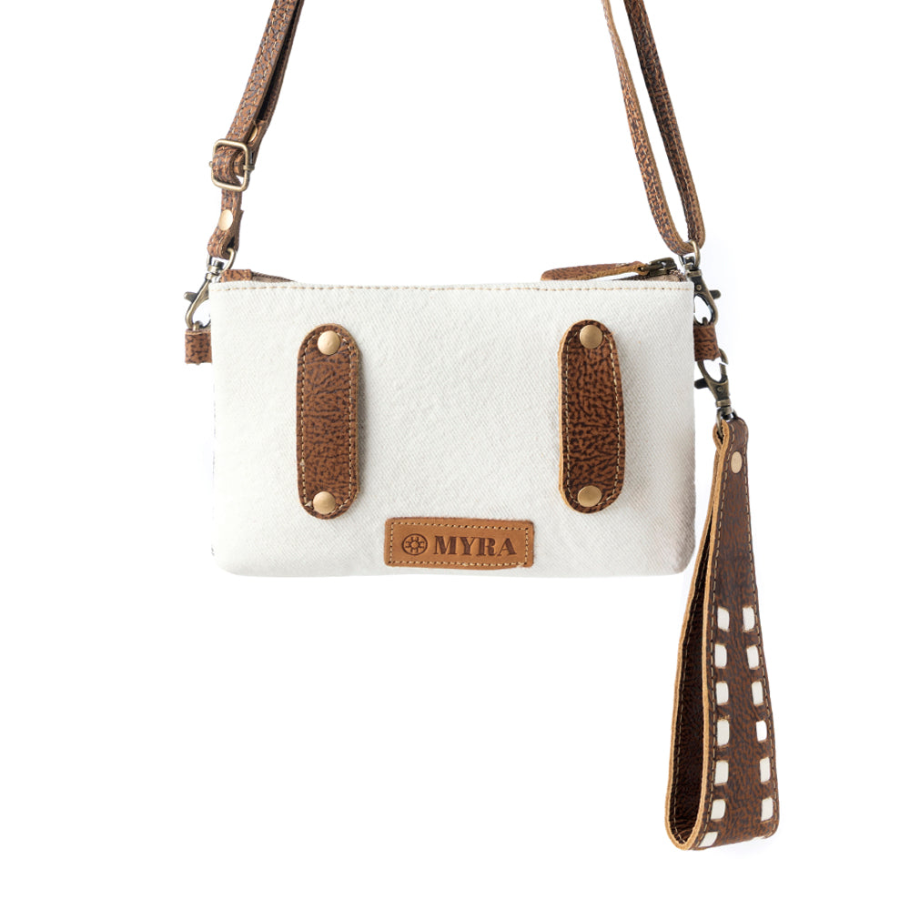 Frondtrail upcycled canvas Belt Bag for Women in ivory with leather detail - Myra USA