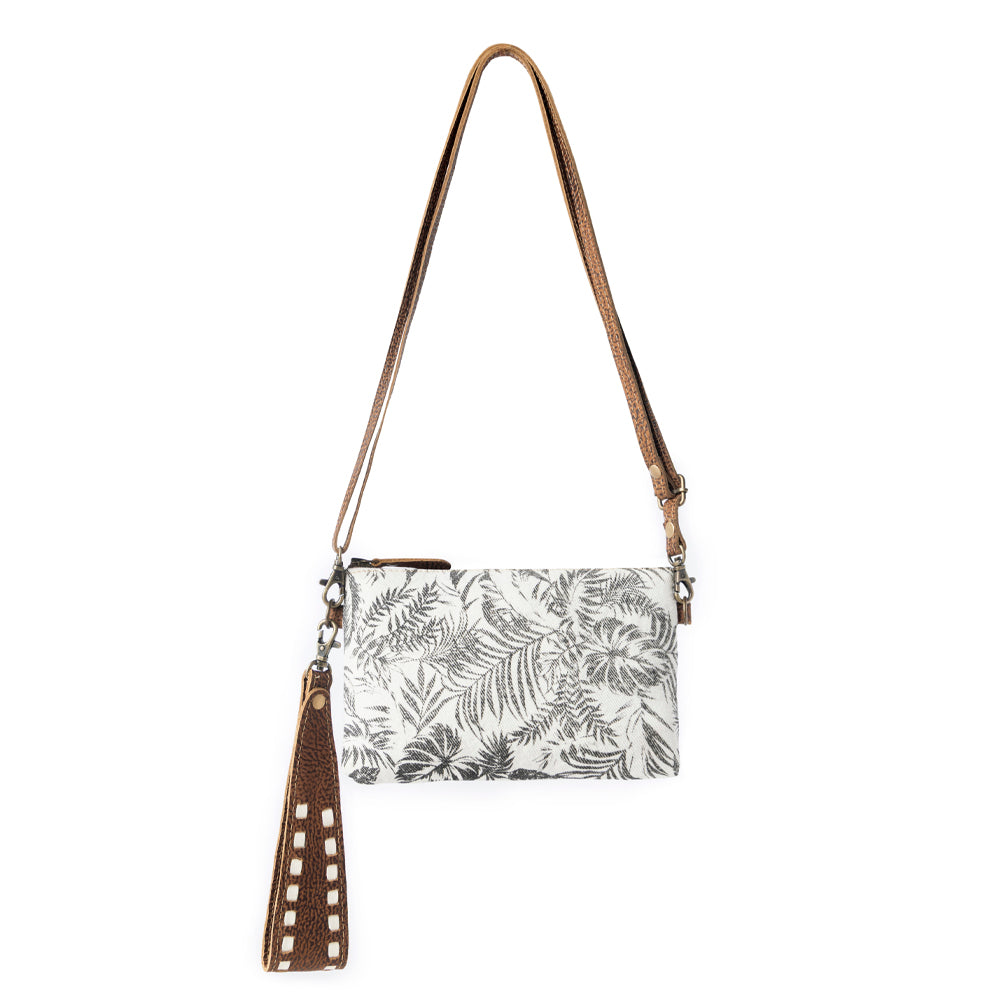 Frondtrail upcycled canvas Belt Bag for Women in ivory with leather detail - Myra USA