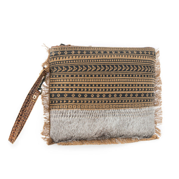 Trailmark Western Wristlet for Women in olive with hairon detail - Myra USA
