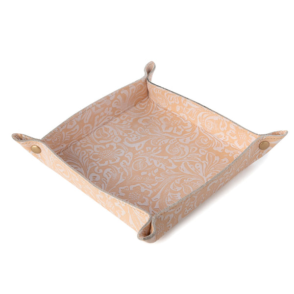 Copperwind Leather Tray in Cream & Peach Floral - Myra USA