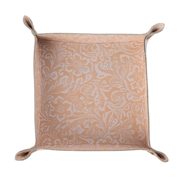 Copperwind Leather Tray in Cream & Peach Floral - Myra USA