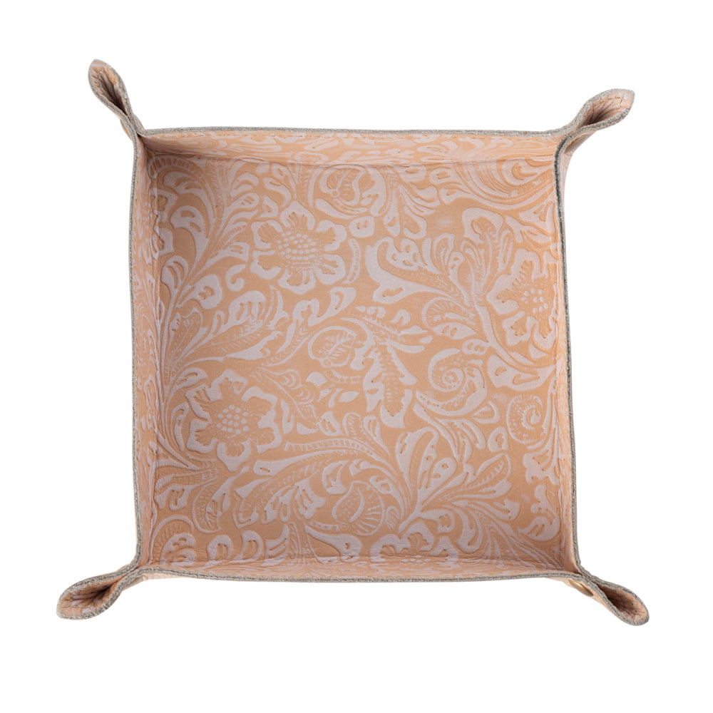 Copperwind Leather Tray in Cream & Peach Floral - Myra USA