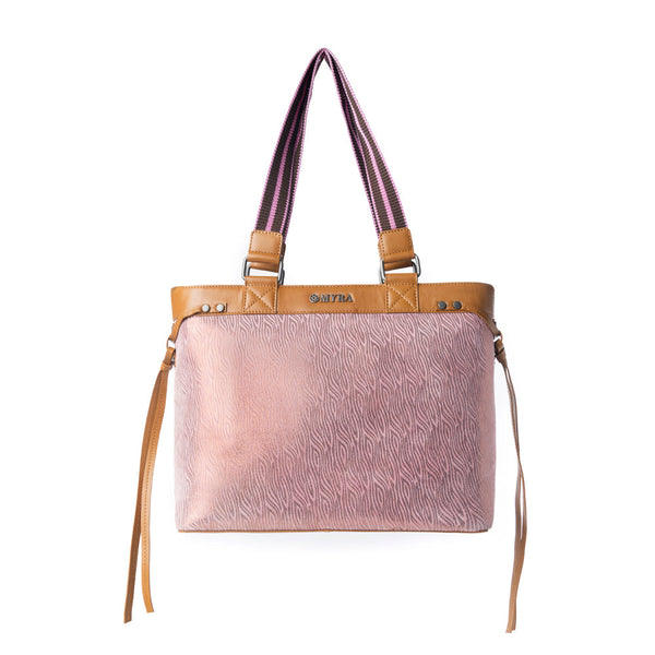 Sweetbriar Leather Tote Bag for Women in pink with textured detail and shoulder strap - Myra USA