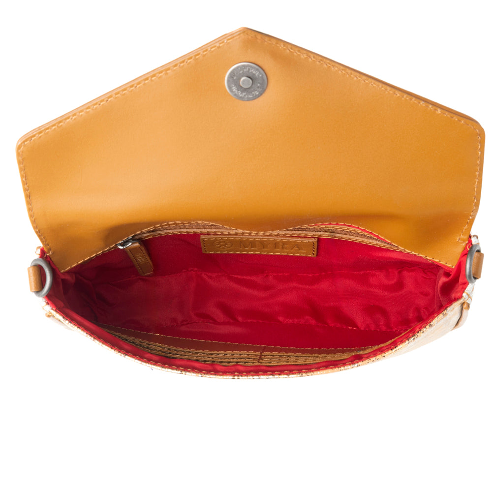 Wild Print Leather Bag for Women in Golden with snake print detail and shoulder strap - Myra USA
