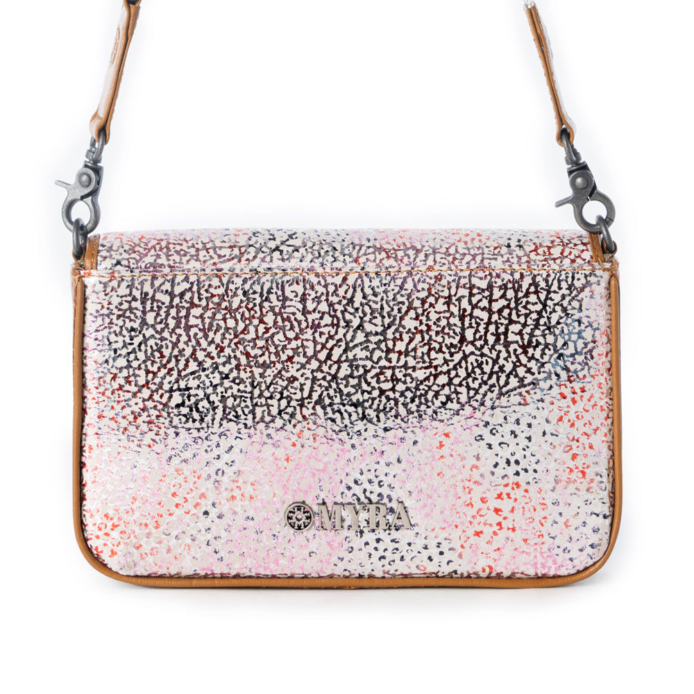 Wild Print Leather Bag for Women in cream with textured detail and shoulder strap - Myra USA