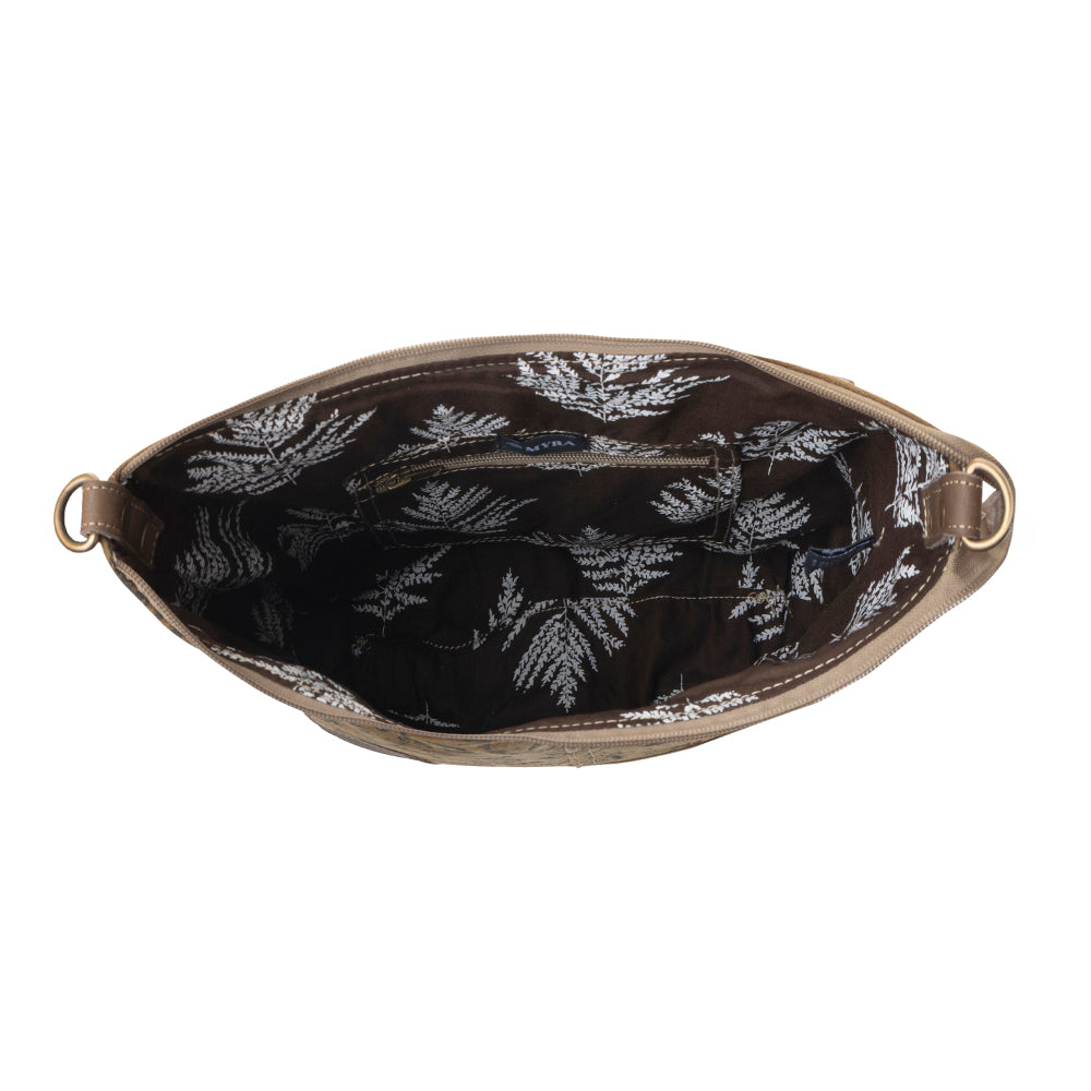 Wild Paisley upcycled canvas concealed Carry Bag for Women in olive with vintage print - Myra USA