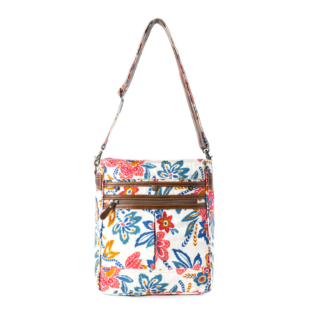 Folkflora upcycled canvas concealed Carry Bag for Women in white - Myra USA