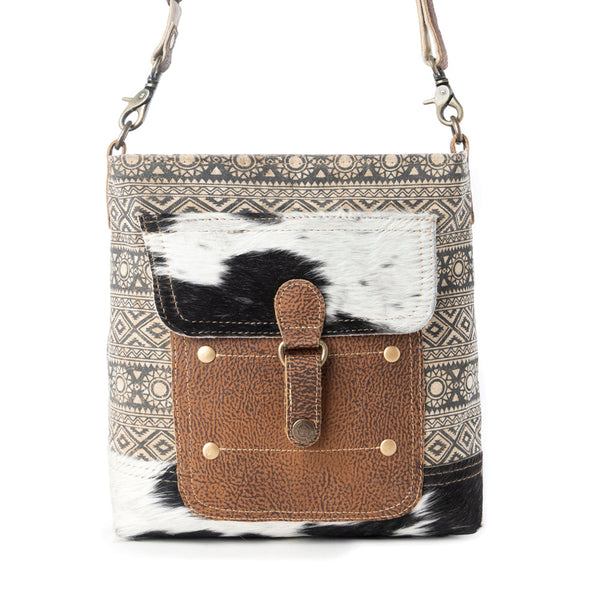 Tribal Pony Western Crossbody Bag for Women in olive with hairon detail - Myra USA