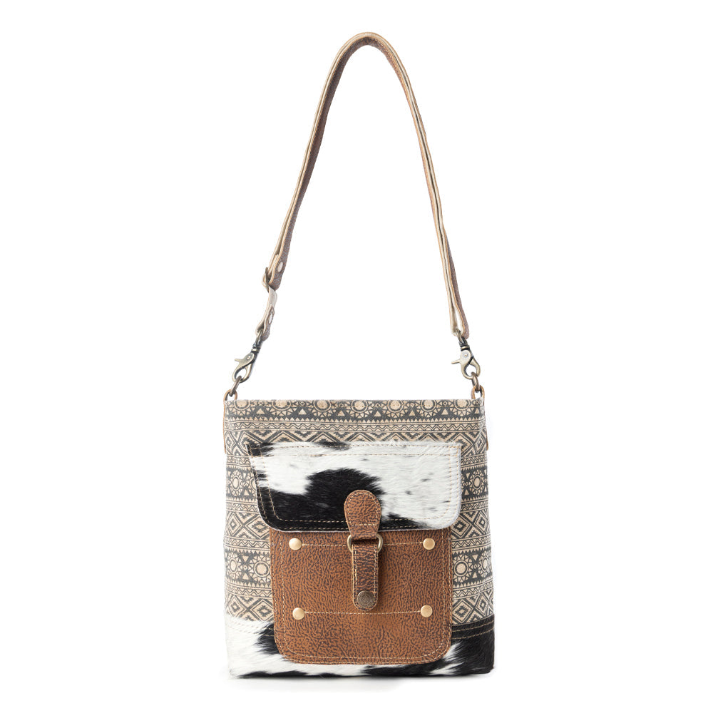 Tribal Pony Western Crossbody Bag for Women in olive with hairon detail - Myra USA