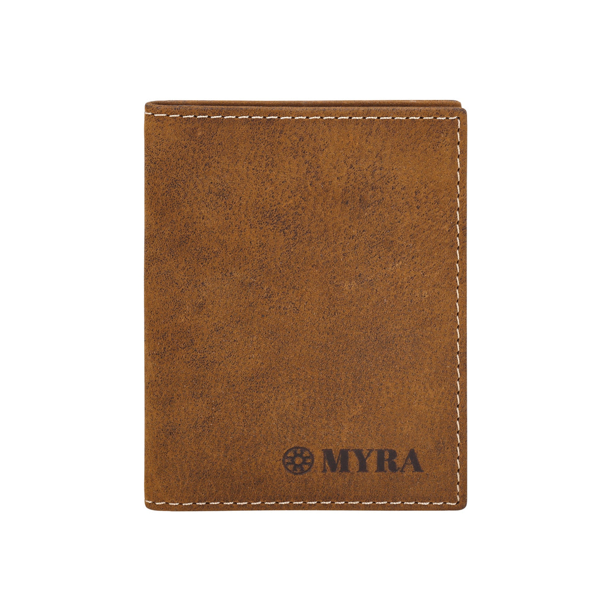 Myra Waystop Credit Card Holder in tan with contrast stitch - Myra USA