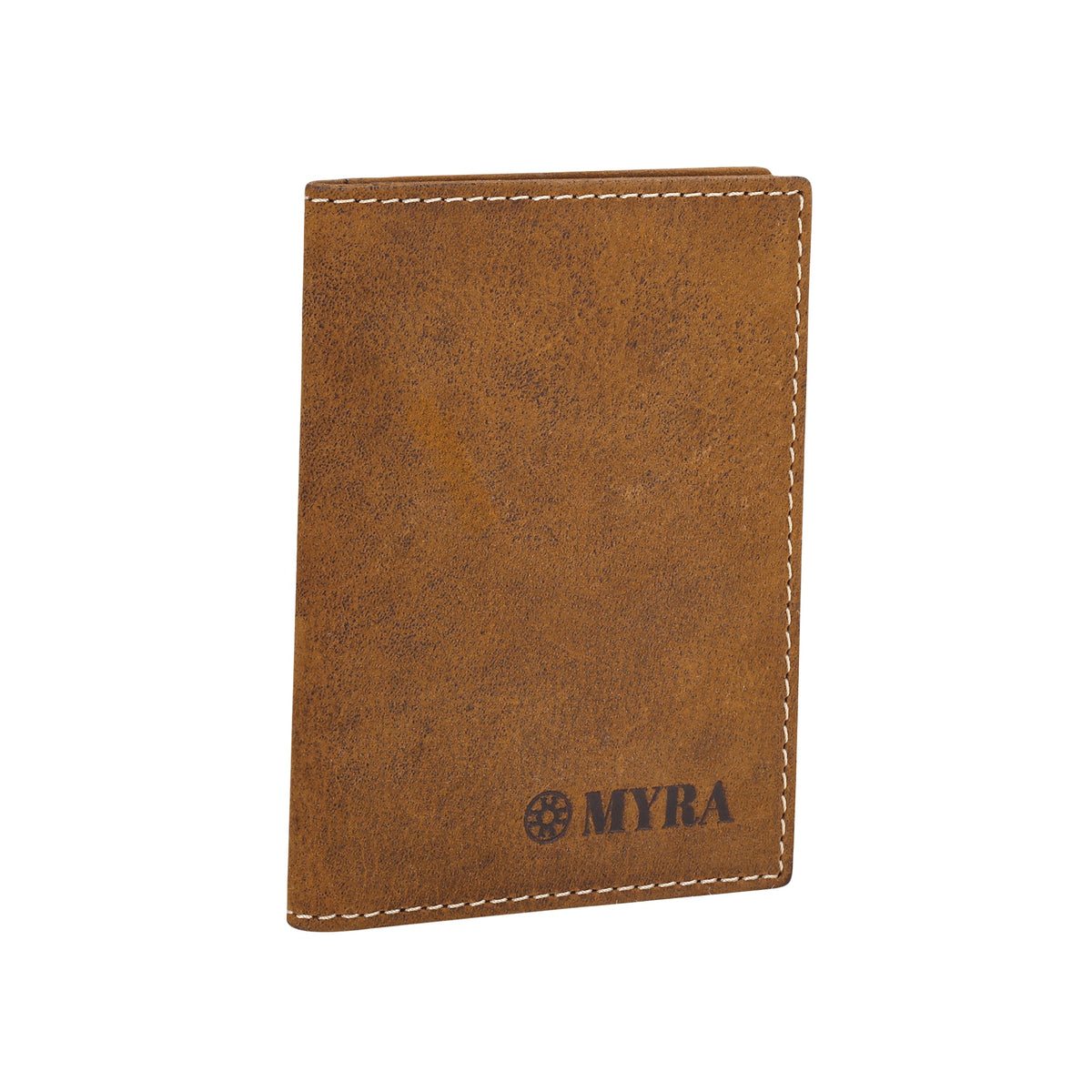 Myra Waystop Credit Card Holder in tan with contrast stitch - Myra USA
