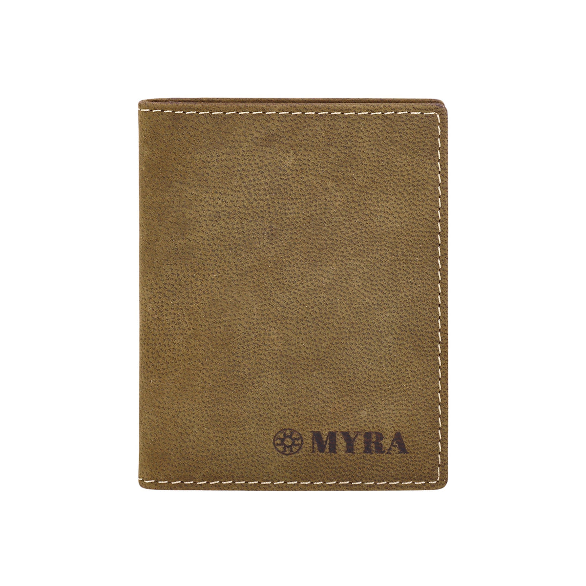 Myra Waystop Credit Card Holder in olive with contrast stitch - Myra USA