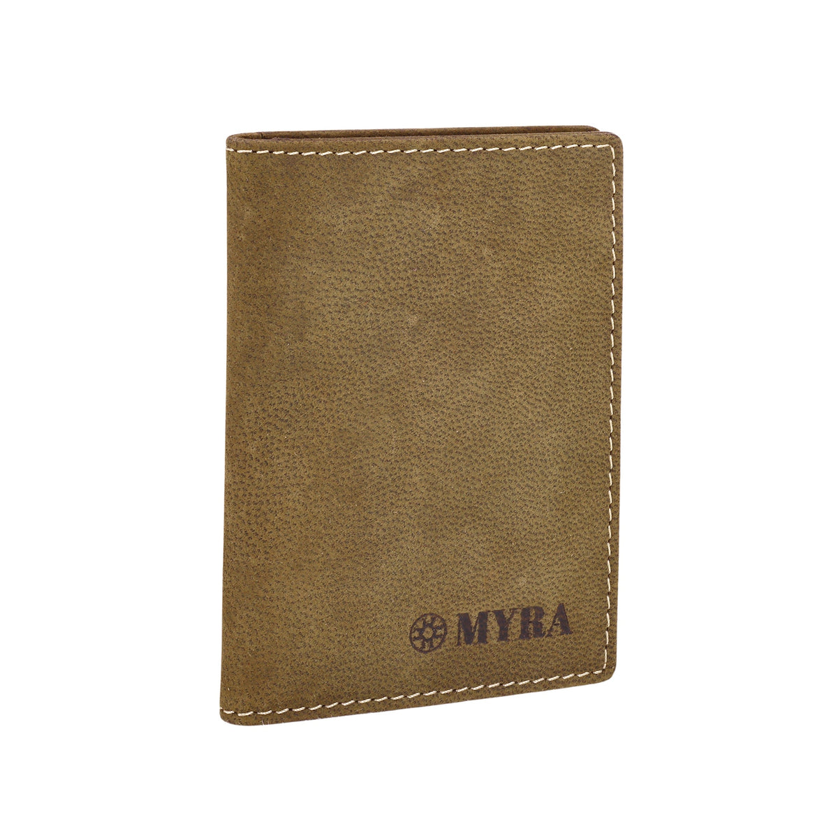 Myra Waystop Credit Card Holder in olive with contrast stitch - Myra USA