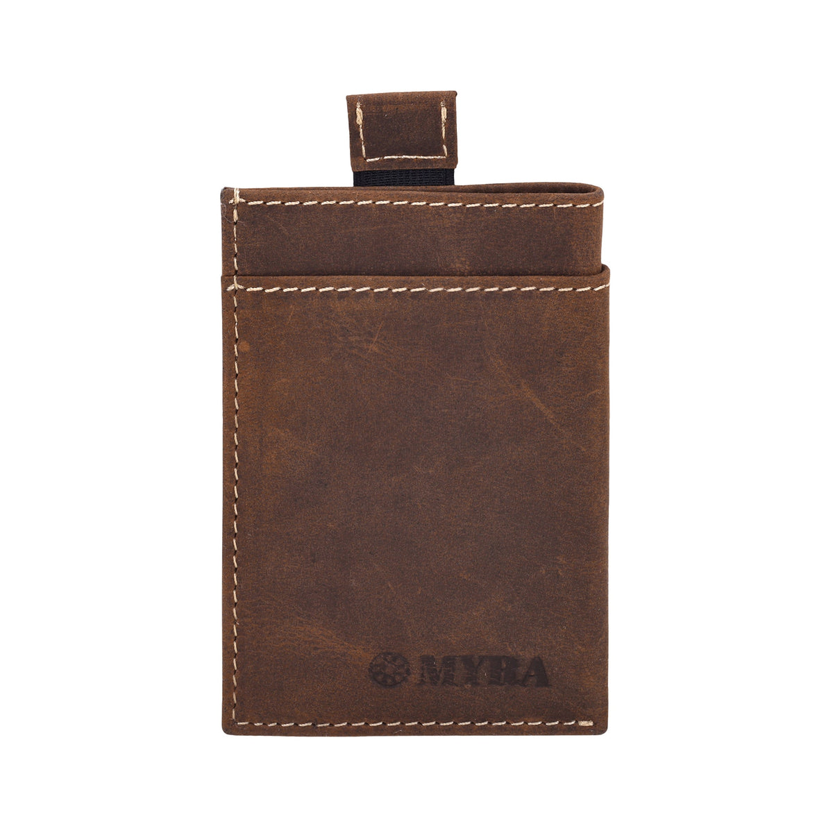 Myra Ridgemere Credit Card Holder in brown with front slip pocket - Myra USA
