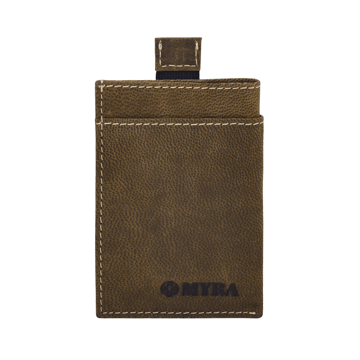 Myra Ridgemere Credit Card Holder in olive with front slip pocket - Myra USA
