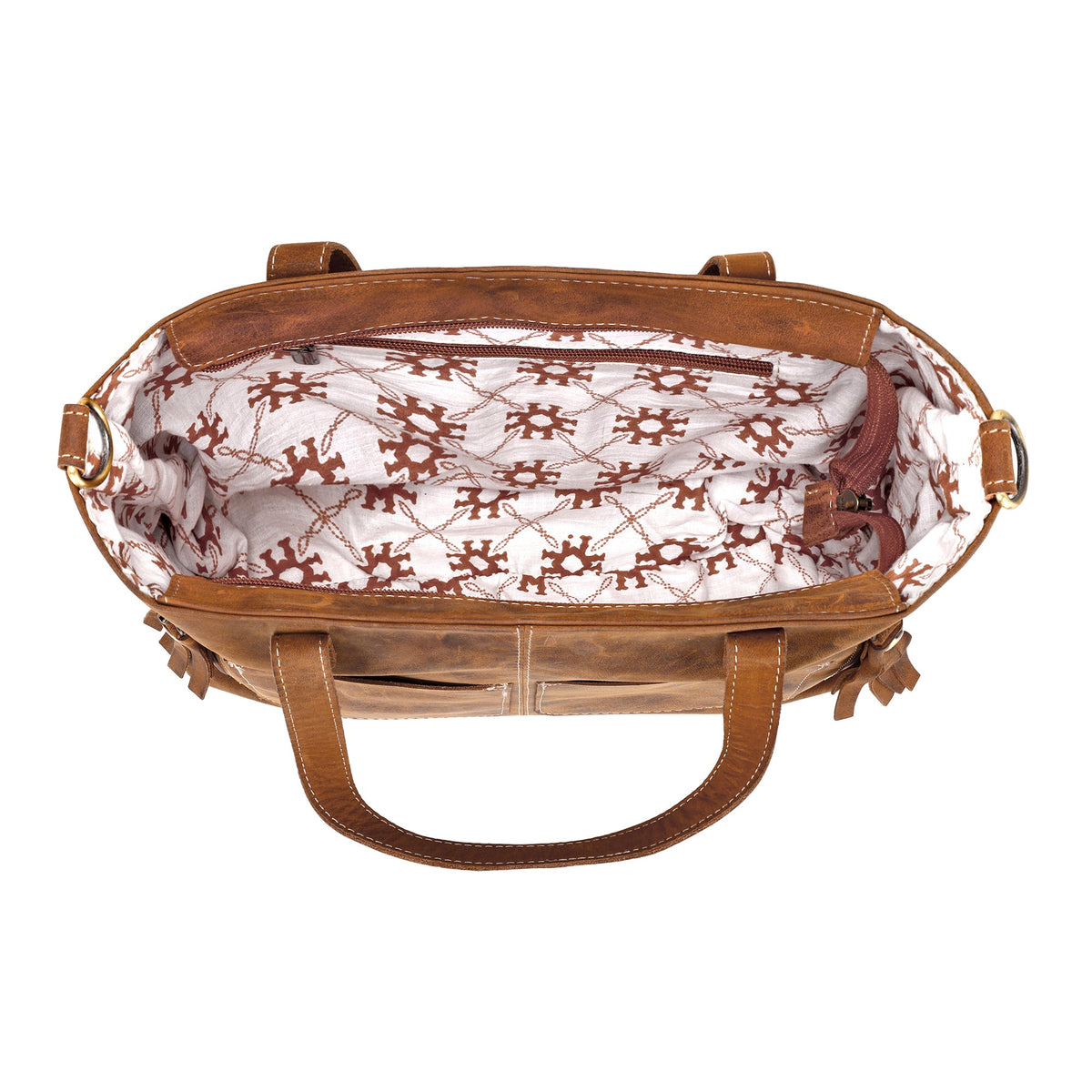 Myra Ultimate Choice Handbag for Women in tan with twin handles and tassels - Myra USA