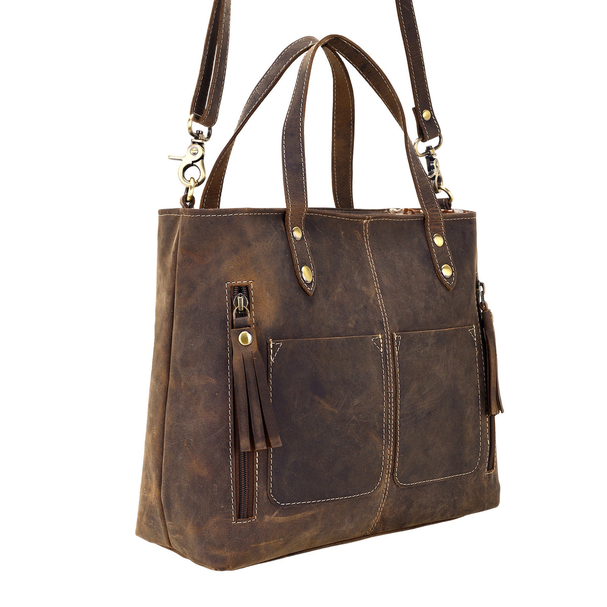 Myra Ultimate Choice Handbag for Women in olive with twin handles and tassels - Myra USA