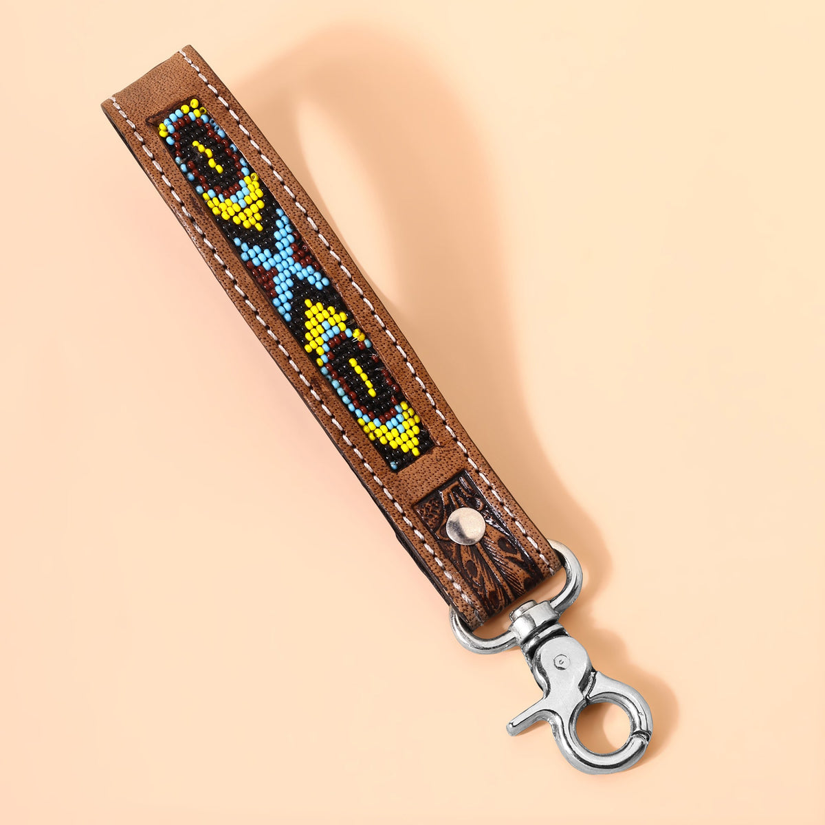 Myra Tobosa Key Fob in multi with beaded Aztec panel - Myra USA