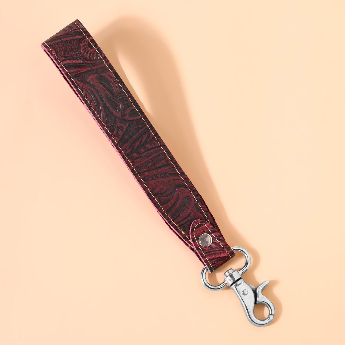 Myra Classic Country Key Fob in burgundy with embossed leather - Myra USA