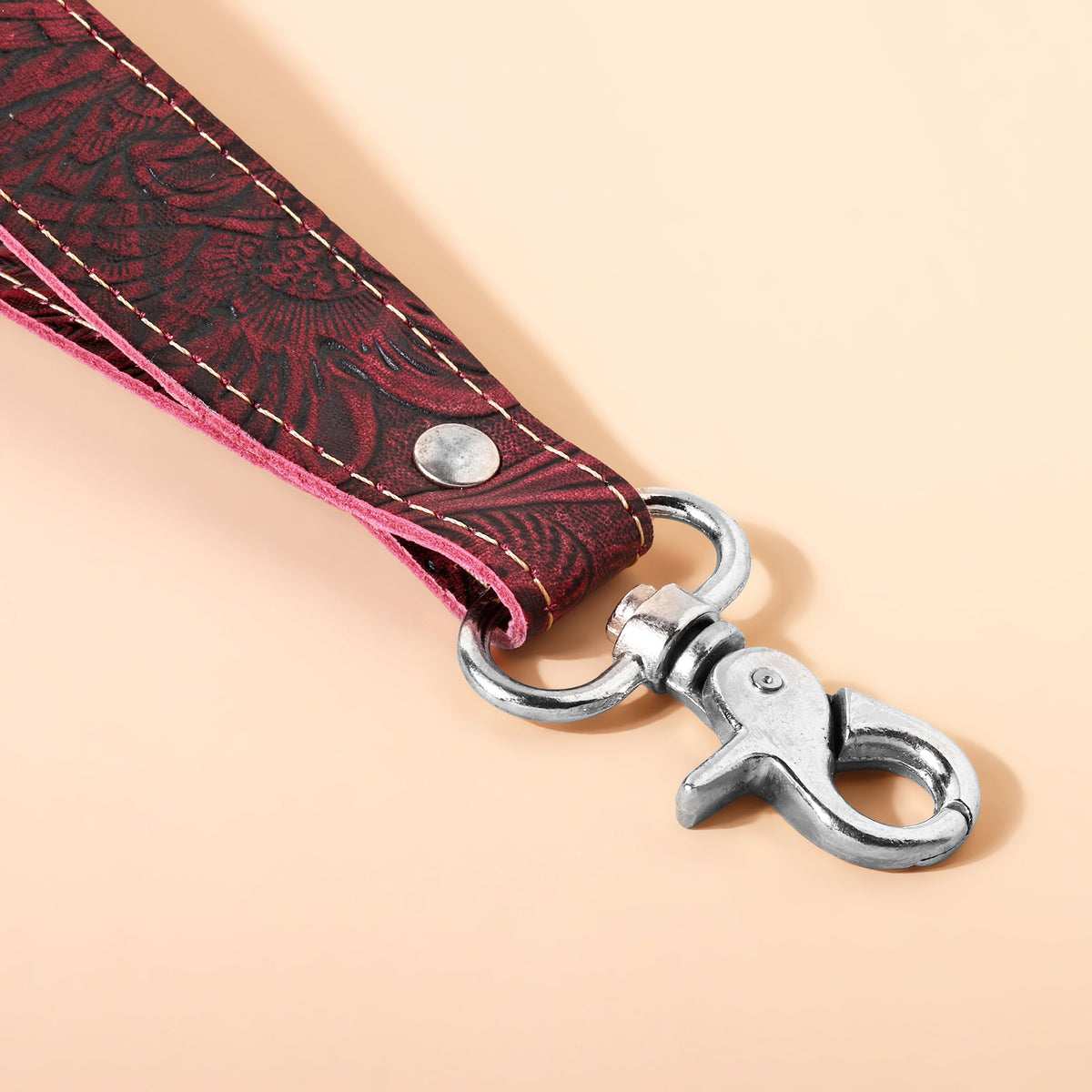 Myra Classic Country Key Fob in burgundy with embossed leather - Myra USA