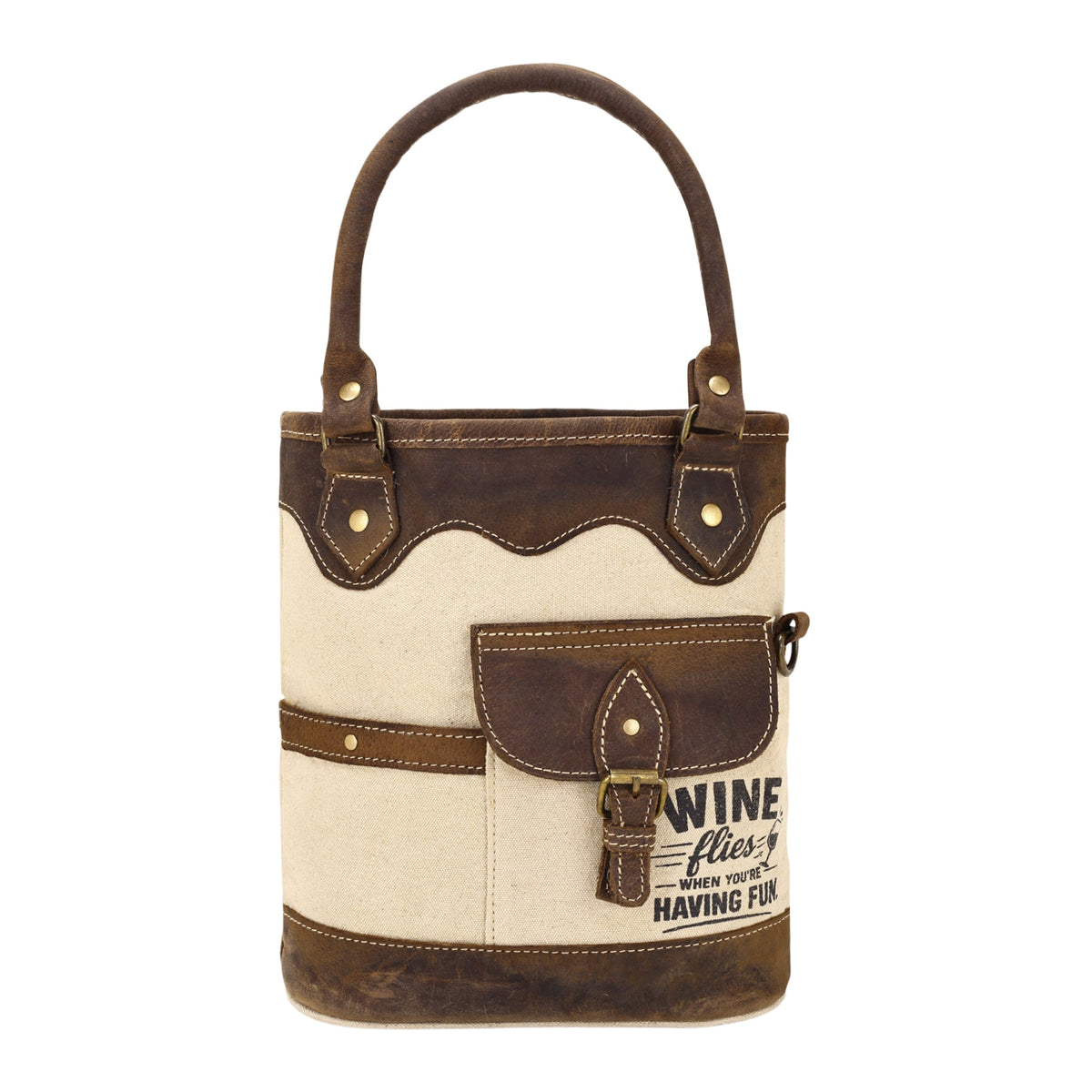 Myra Having fun Wine Holder in cream with genuine leather - Myra USA