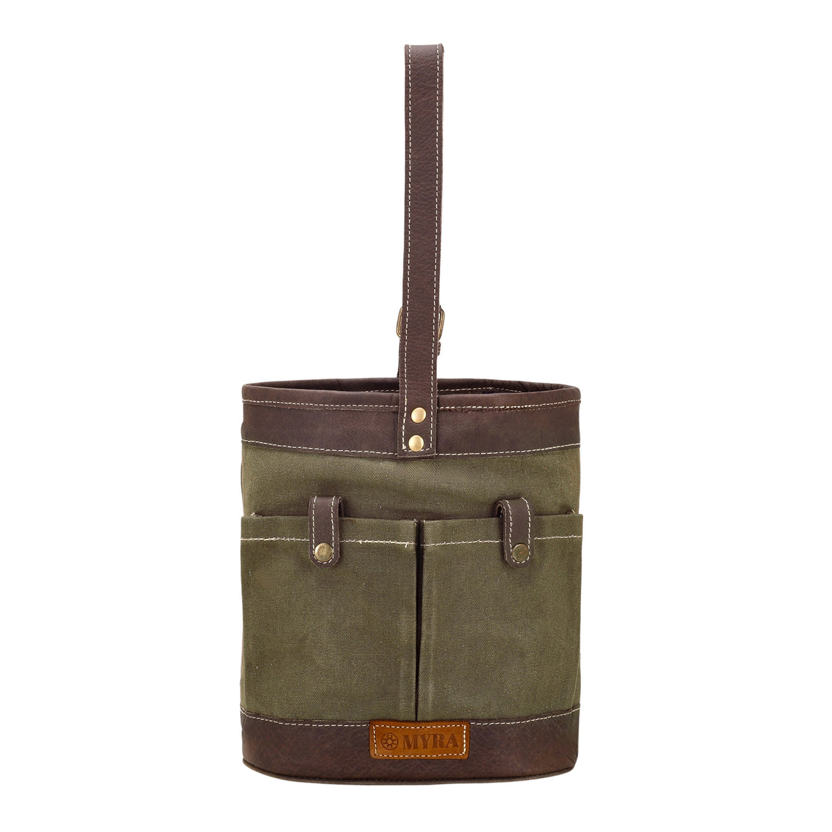 Myra Happiness Canvas Wine Holder in olive - Myra USA