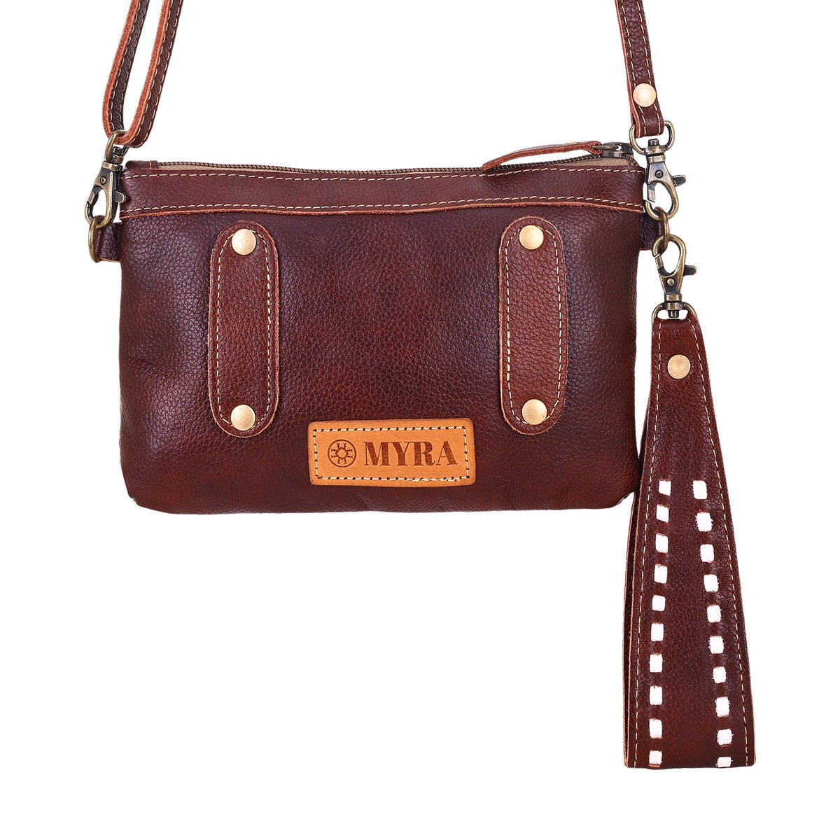 Myra Ocotillo Belt Bag for Women in turquoise with embossed leather and buckstitch - Myra USA