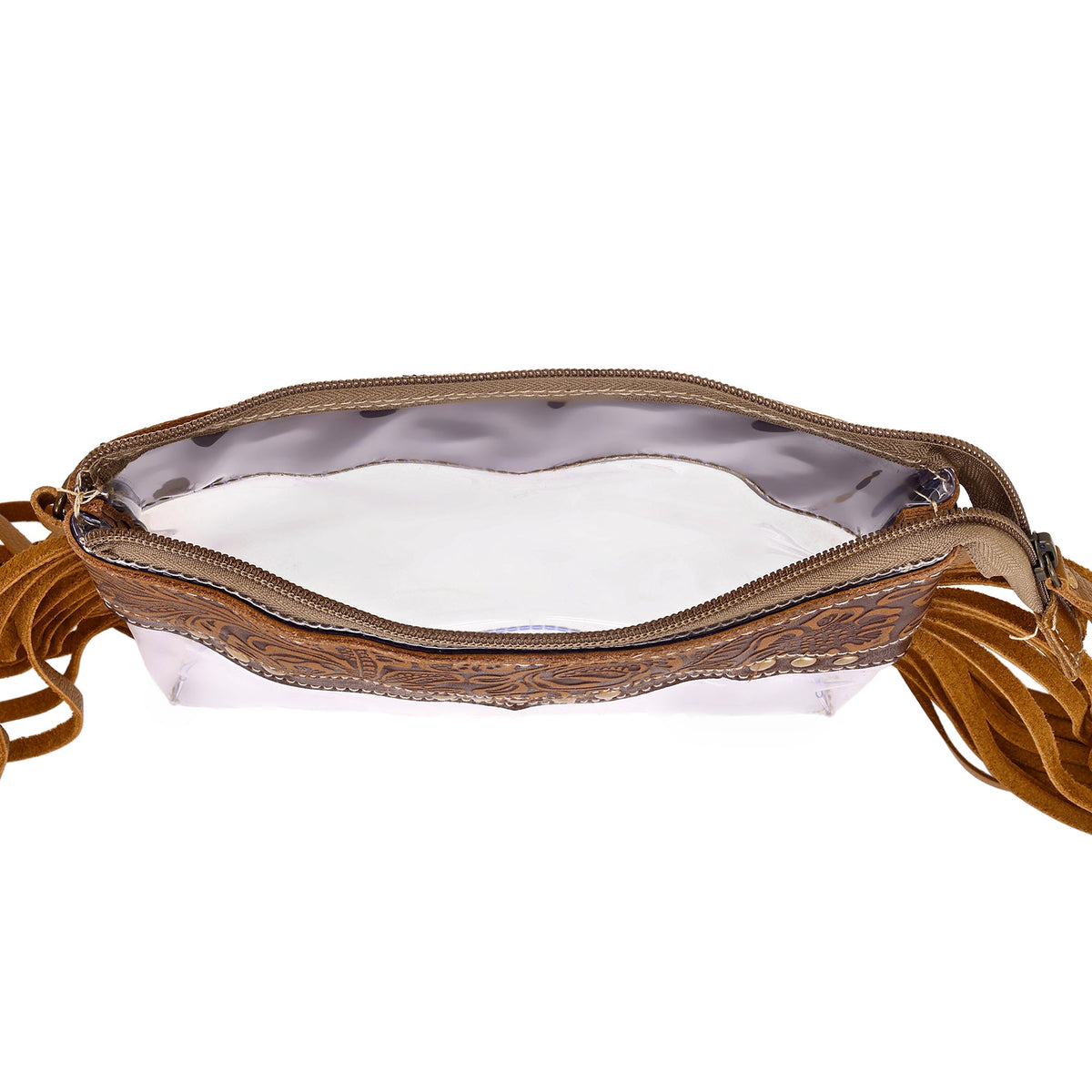Myra Chuckline Clear Crossbody Bag for Women in turquoise with suede - Myra USA