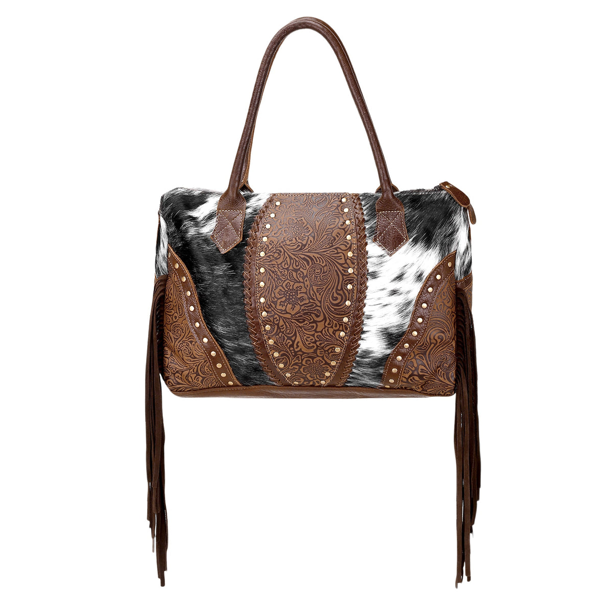 Myra Bedground Weekender Bag for Women in brown with hair on with suede fringe - Myra USA