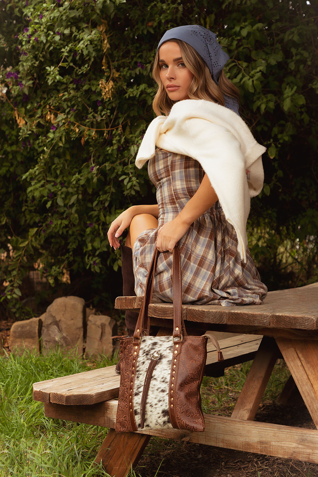 Myra Rosalinda Concealed Carry Bag for Women in brown with hair on and concho - Myra USA