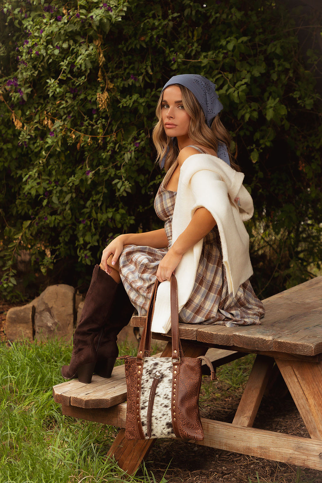 Myra Rosalinda Concealed Carry Bag for Women in brown with hair on and concho - Myra USA