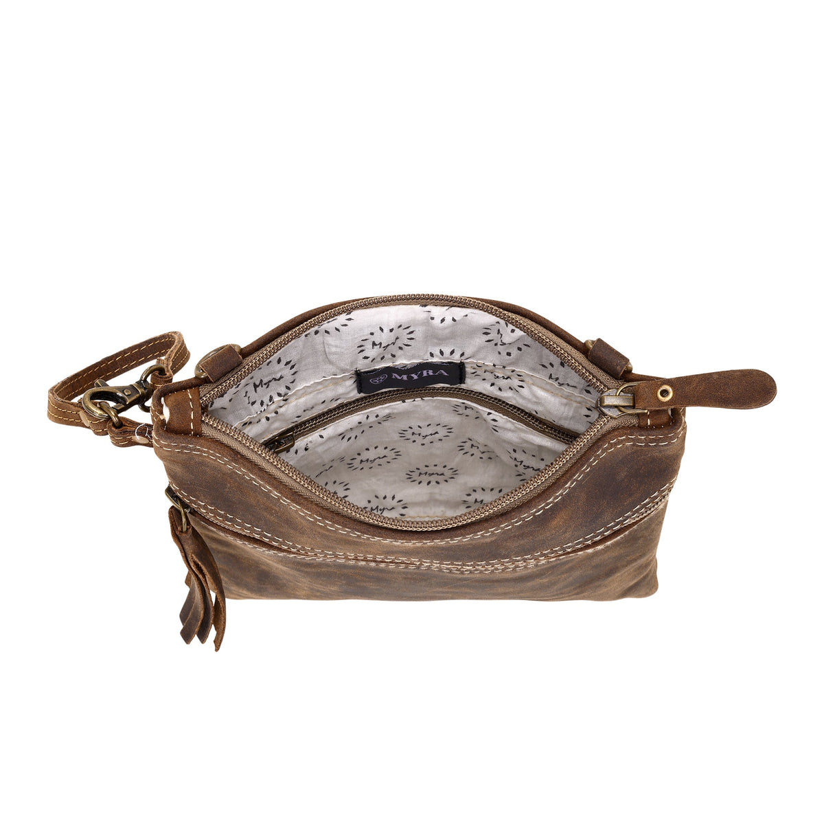 Myra Bursage Crossbody Bag for Women in brown with leather tassel - Myra USA