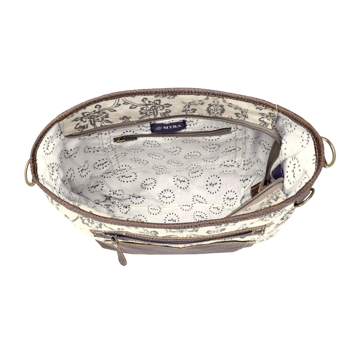 Myra Ratany Shoulder Bag for Women in olive with leather pocket - Myra USA