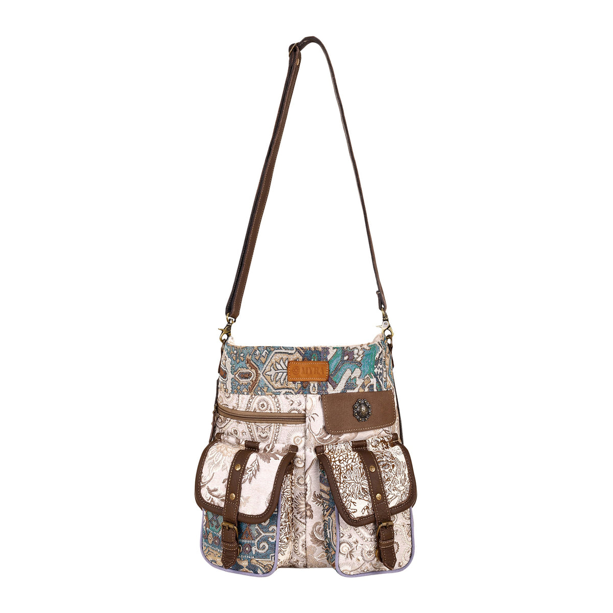 Myra Le Fleur Bel Cowgirl Shoulder Bag for Women in cream with jacquard patchwork - Myra USA