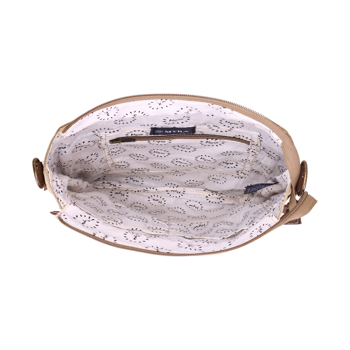 Myra Bricklebush Shoulder Bag for Women in olive with canvas patchwork - Myra USA