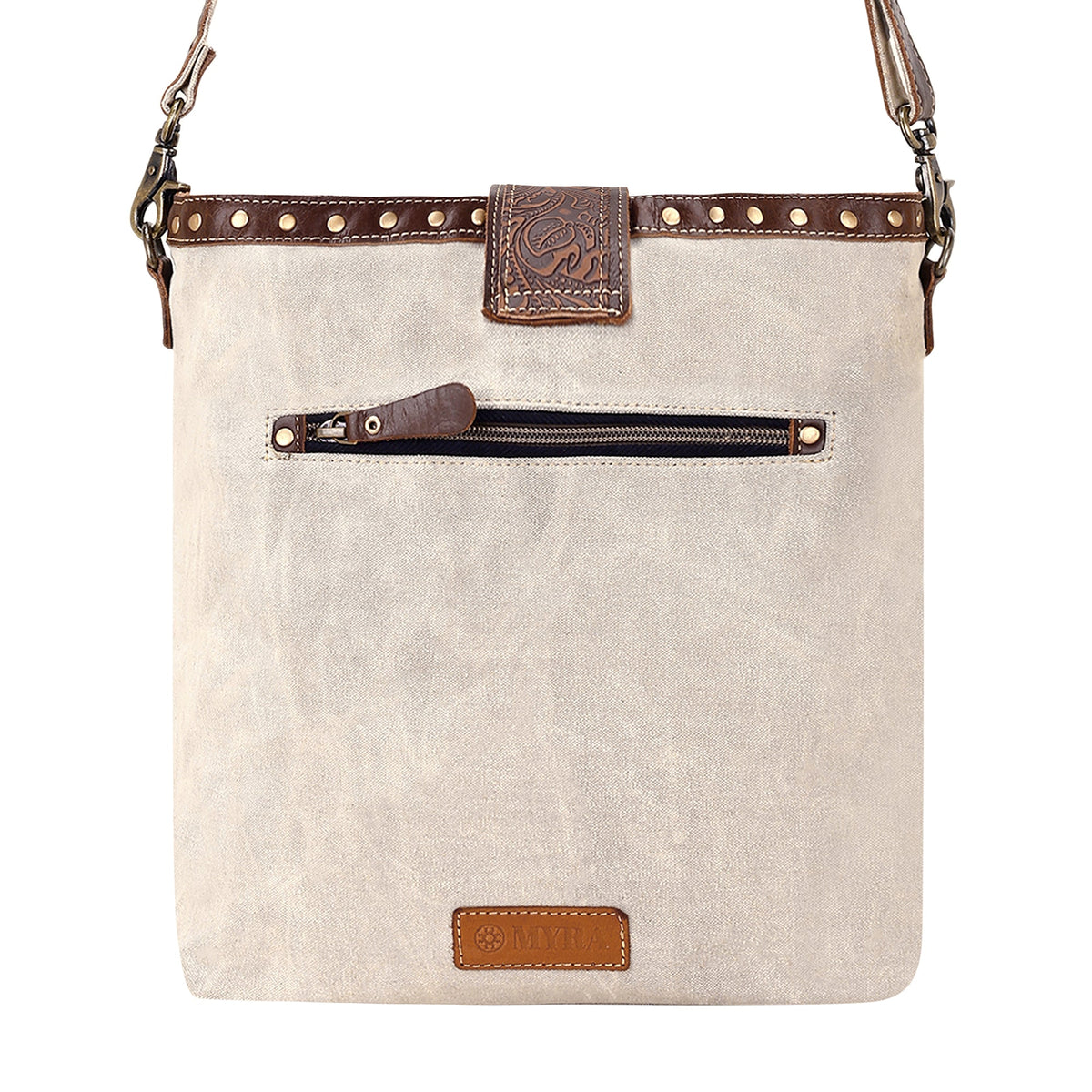 Myra Winterfat Upcycled Canvas Bag for Women in cream with wildflower print - Myra USA