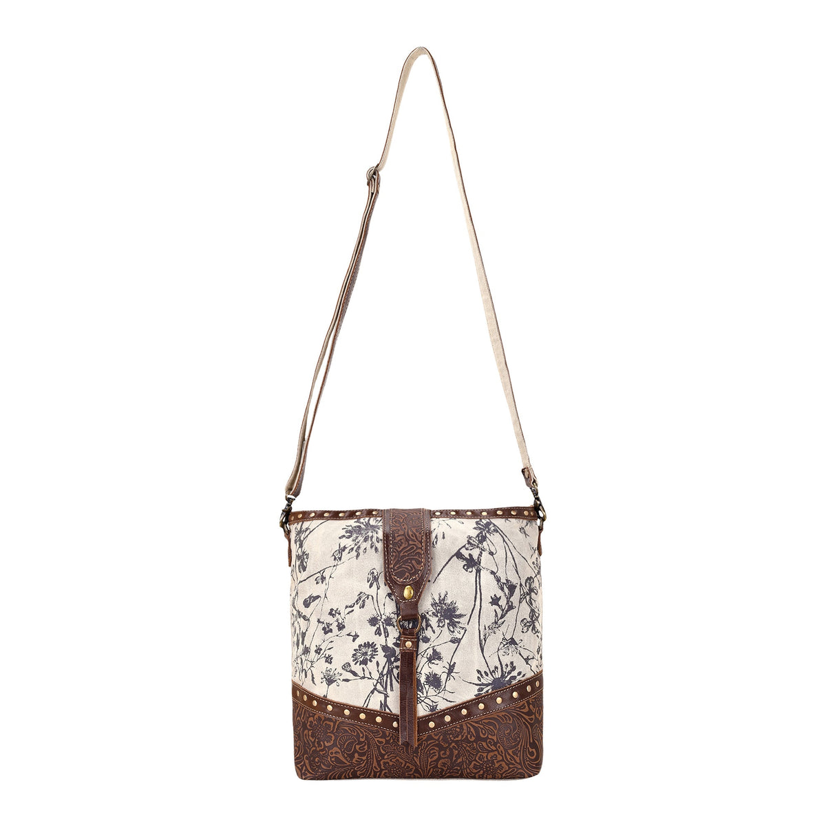 Myra Winterfat Upcycled Canvas Bag for Women in cream with wildflower print - Myra USA